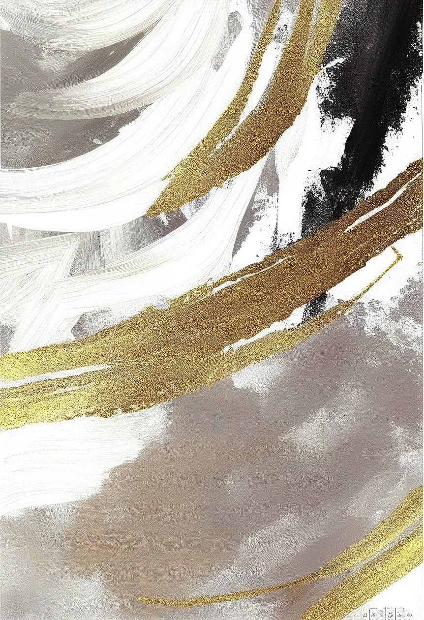 Abstract painting, Black and gray with a golden effect, Canvas prints alkotó: F. Abderrahim