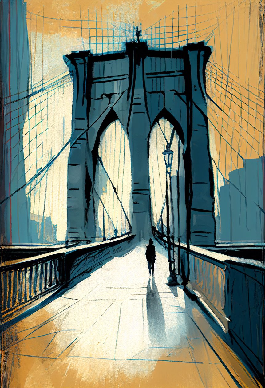 Absztrakt vázlat Brooklyn híd festmény, fal Art print igény szerint alkotó: F. Abderrahim