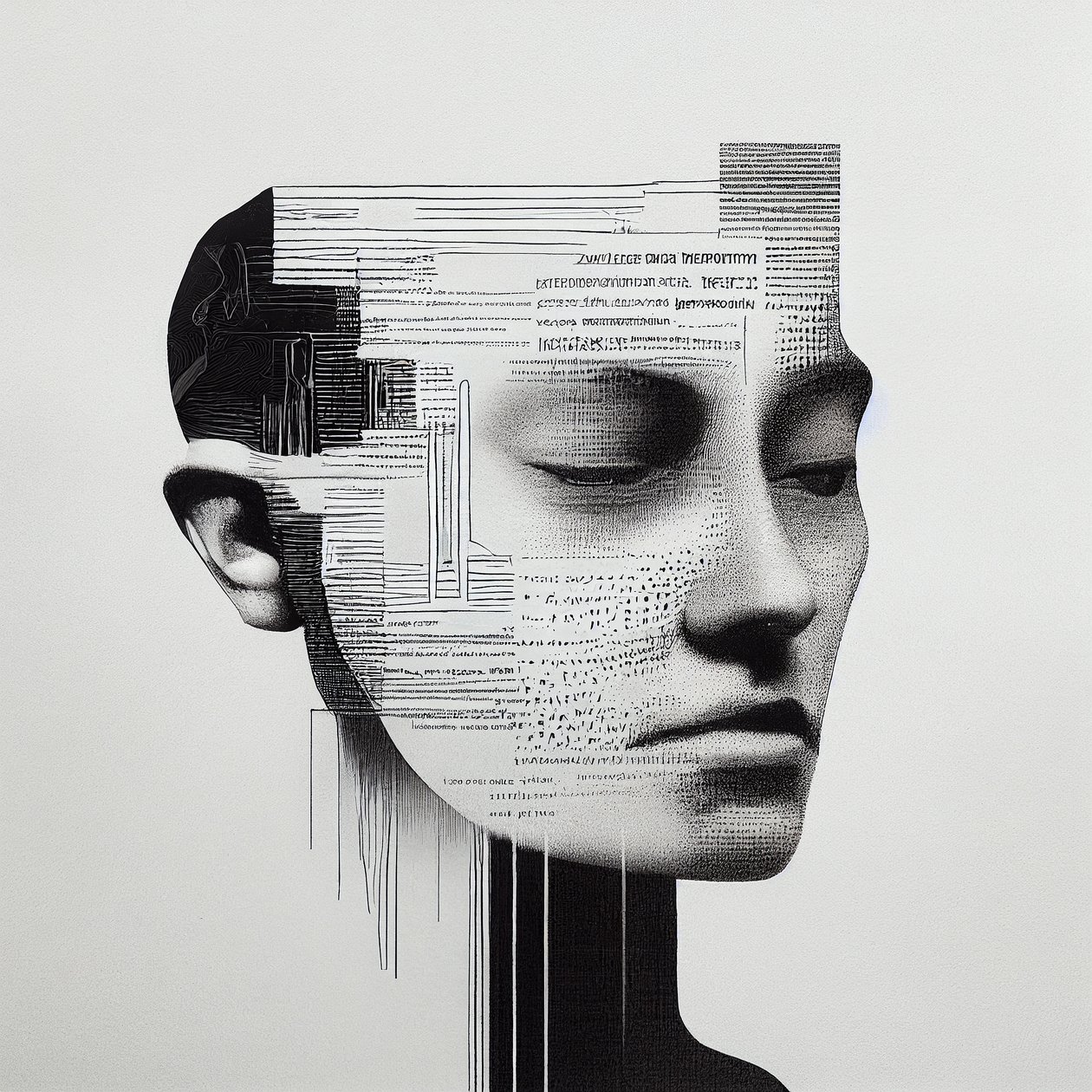 Minimalism Man Face painting, wall Art print on  demand alkotó: F. Abderrahim