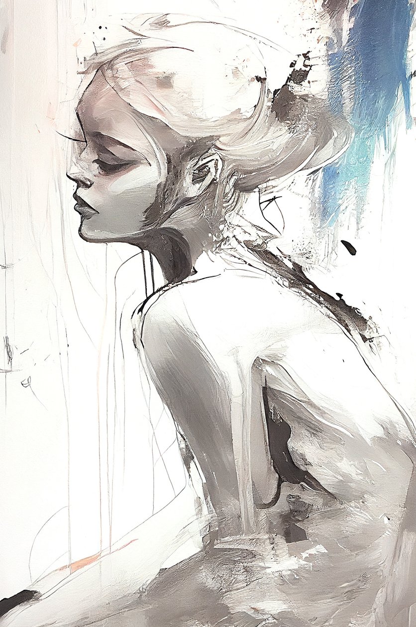 Whispers of Modern Romanticism, beautiful girl, Wall Art | Canvas Prints alkotó: F. Abderrahim
