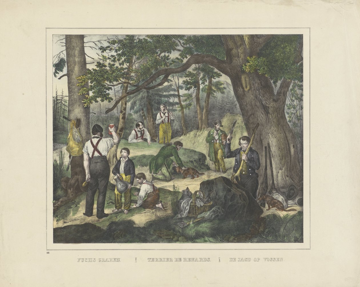Fuchs graben. / Terrier de Renards. /Rókák vadászata (cím a tárgyon) alkotó: firma Joseph Scholz