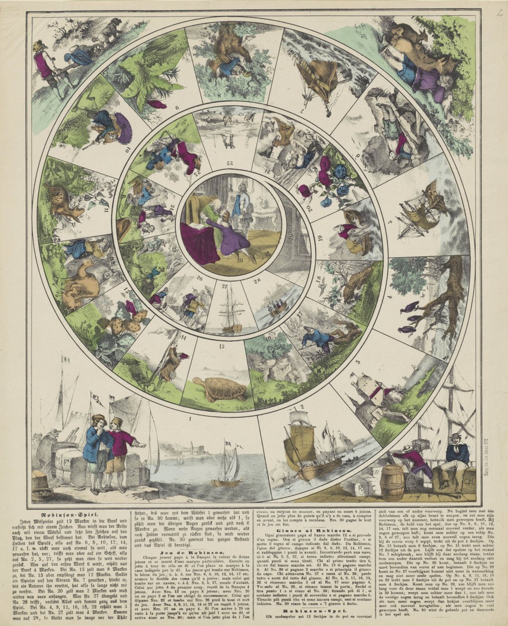 Robinson-Spiel / Jeu de Robinson / Giuoco al Robinson / Robinson-spel (cím az objektumon) alkotó: firma Joseph Scholz