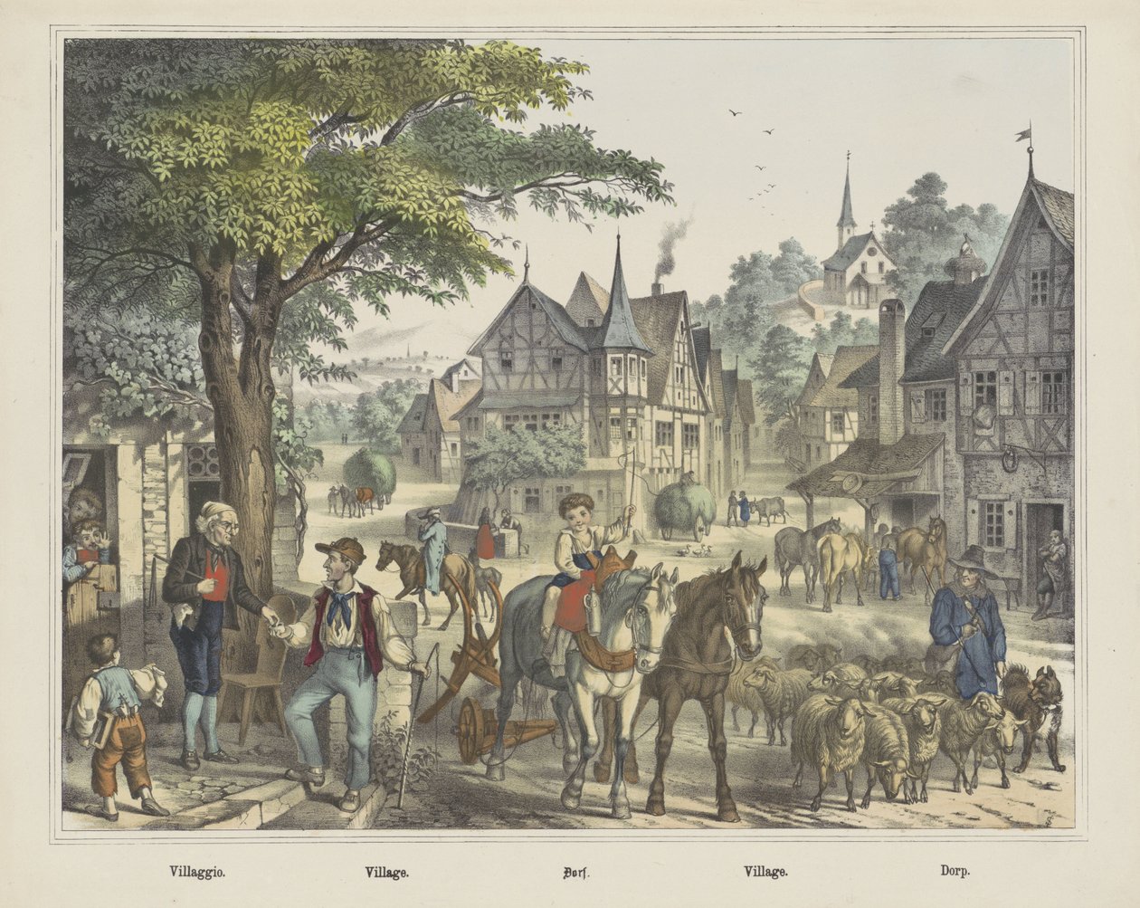 Villaggio. / Falu. / Dorf. / Falu. / Dorp (cím az objektumon) alkotó: firma Joseph Scholz