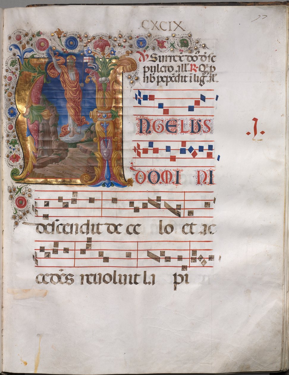 Antifónia: A kezdőbetű, Feltámadás alkotó: follower of Girolamo da Cremona
