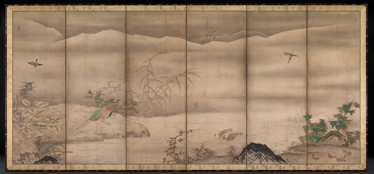 Madarak és virágok a négy évszak táján alkotó: follower of Sesshū Tōyō
