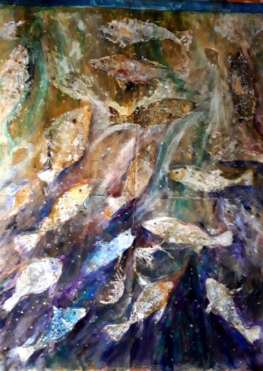 Fish Rising, 2018 (olaj, vászon) alkotó: jocasta shakespeare