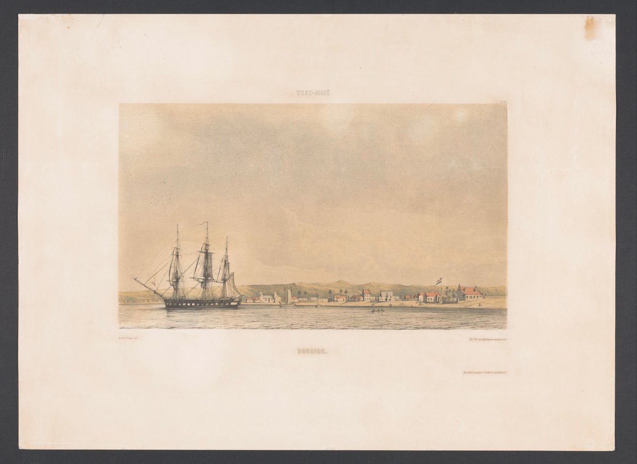 Bonaire Bonaire (cím az objektumon) Nyugat-India (sorozat címe a tárgyon) Kilátások Hollandia Nyugat-Indiájáról (sorozat címe) alkotó: jonkheer Jacob Eduard van Heemskerck