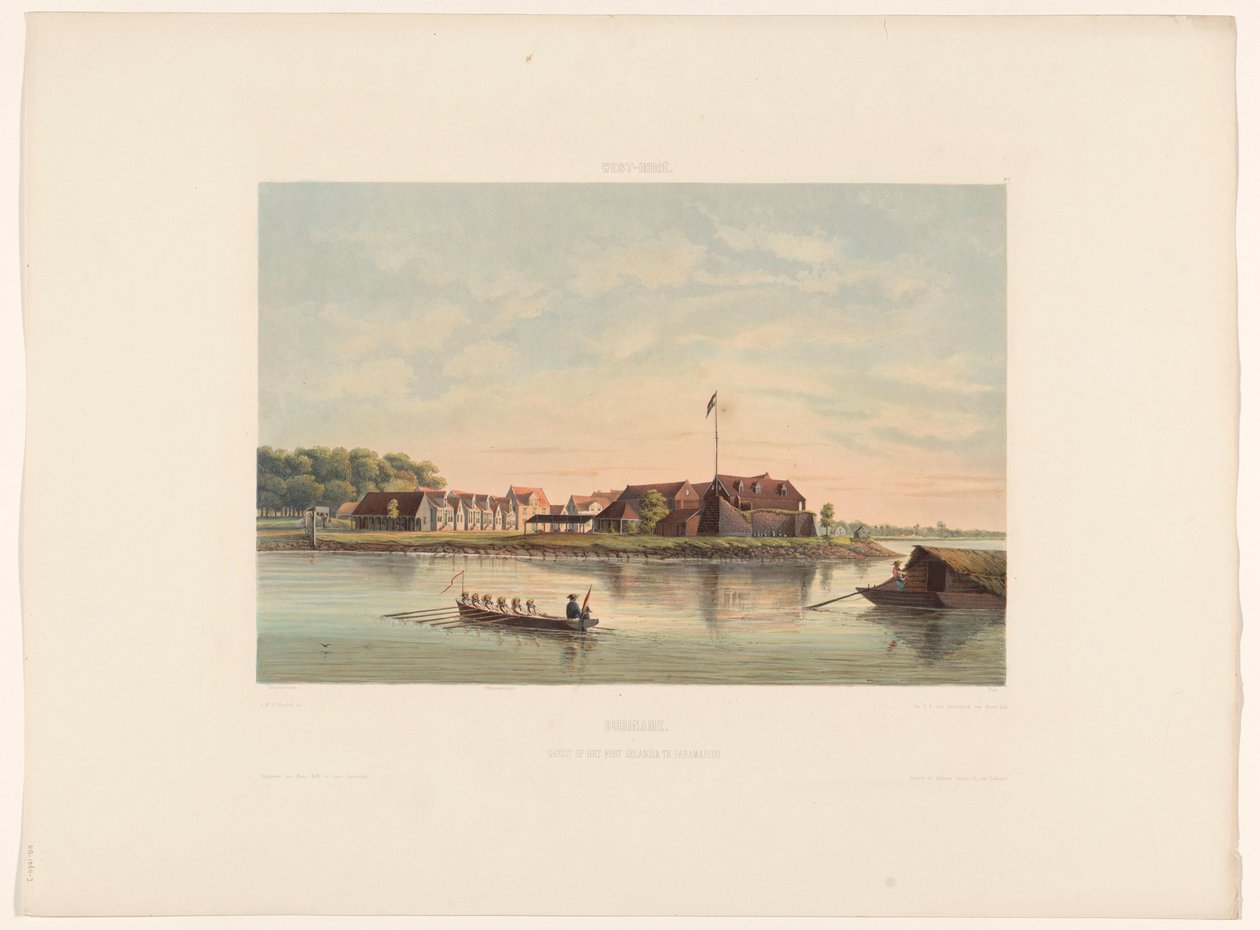 Zeelandia erőd Paramaribo-ban Suriname. A paramariboi Zelandia erőd kilátása (cím az objektumon) alkotó: jonkheer Jacob Eduard van Heemskerck