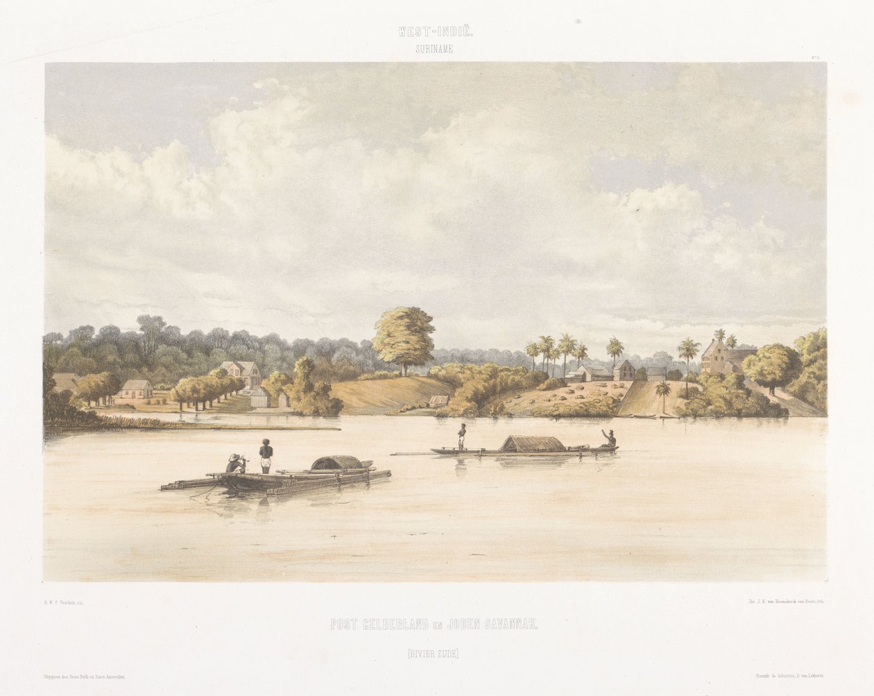A Post Gelderland és a Jews Savannah kilátása Kilátások Hollandia Nyugat-Indiájáról (sorozat címe) alkotó: jonkheer Jacob Eduard van Heemskerck