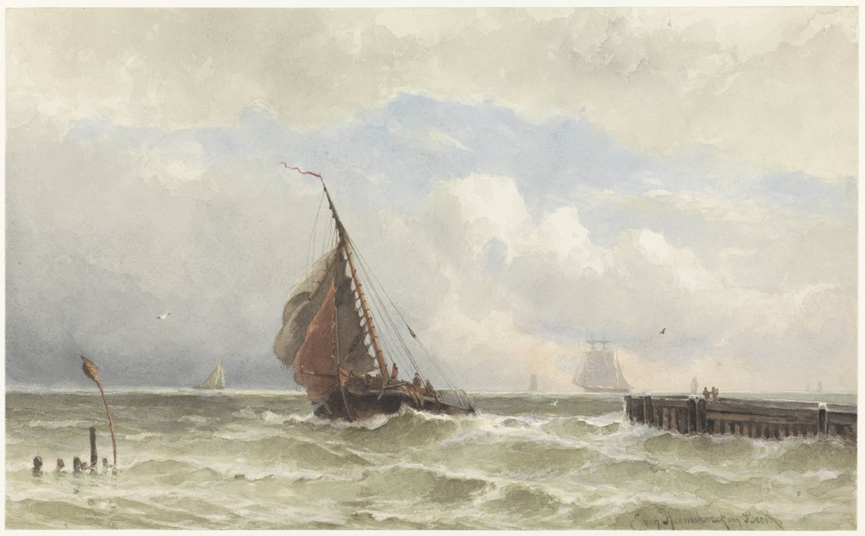 Vlissingen kikötője bejövő vitorlással alkotó: jonkheer Jacob Eduard van Heemskerck