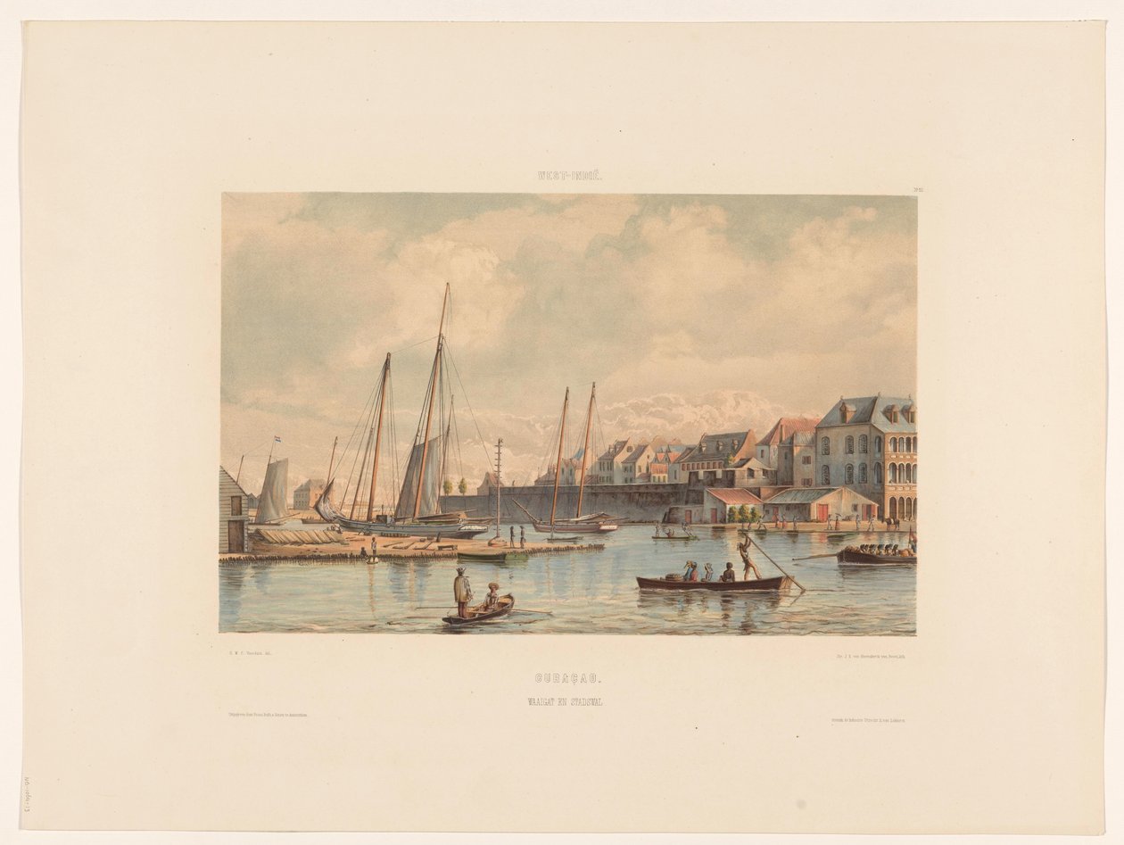 Waaigat és Willemstad városfala Curacao. Waaigat és városfal (cím az objektumon) alkotó: jonkheer Jacob Eduard van Heemskerck