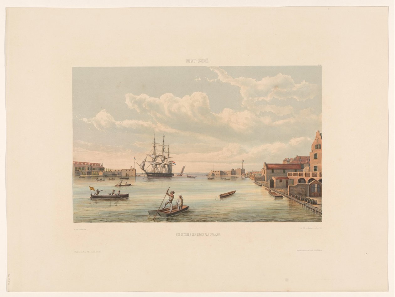 Willemstad Curaçao kikötőjének bevétele (cím a tárgyon) alkotó: jonkheer Jacob Eduard van Heemskerck