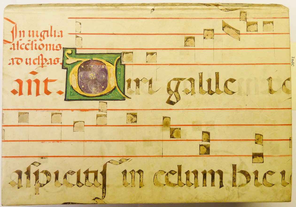 Egy pergamenlevél része liturgikus ms -ból. alkotó: kladcat Portion of a parchment leaf from a liturgical ms.
