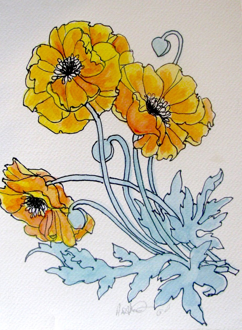 POPPIES, 2015 (akvarell, tus) alkotó: linda arthurs