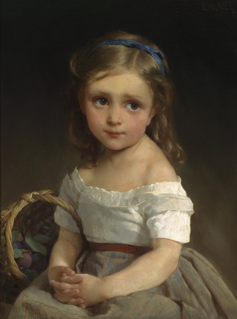 Lány kosár szilvával alkotó: Emile Munier