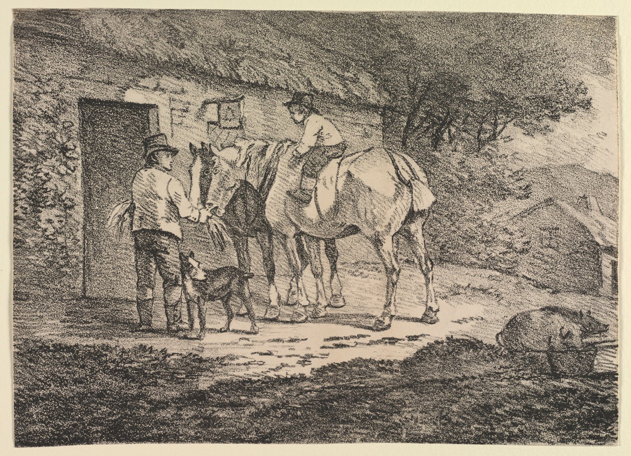 A poliautográfia mintái: Lovak a házikó ajtajában alkotó: near the Policoro Painter (South Italian, Lucanian, active c. 400 BC)
