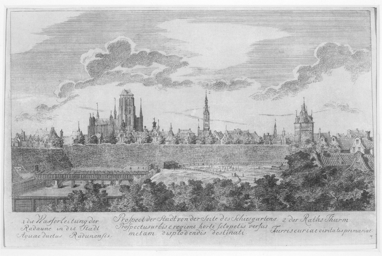 Gdansk kilátása a sáncról, "Gdansk ötven képe" című művéből, Matthaeus Deisch (1724-89) metszete 1761-65 alkotó: Friedrich Anton Lohrmann or Lormann