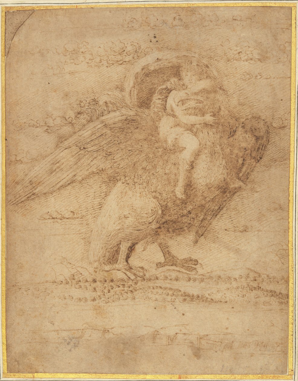 Jupiter és Ganymedes egy kiterjedt táj felett alkotó: or Andrea Mantegna Giovanni Bellini