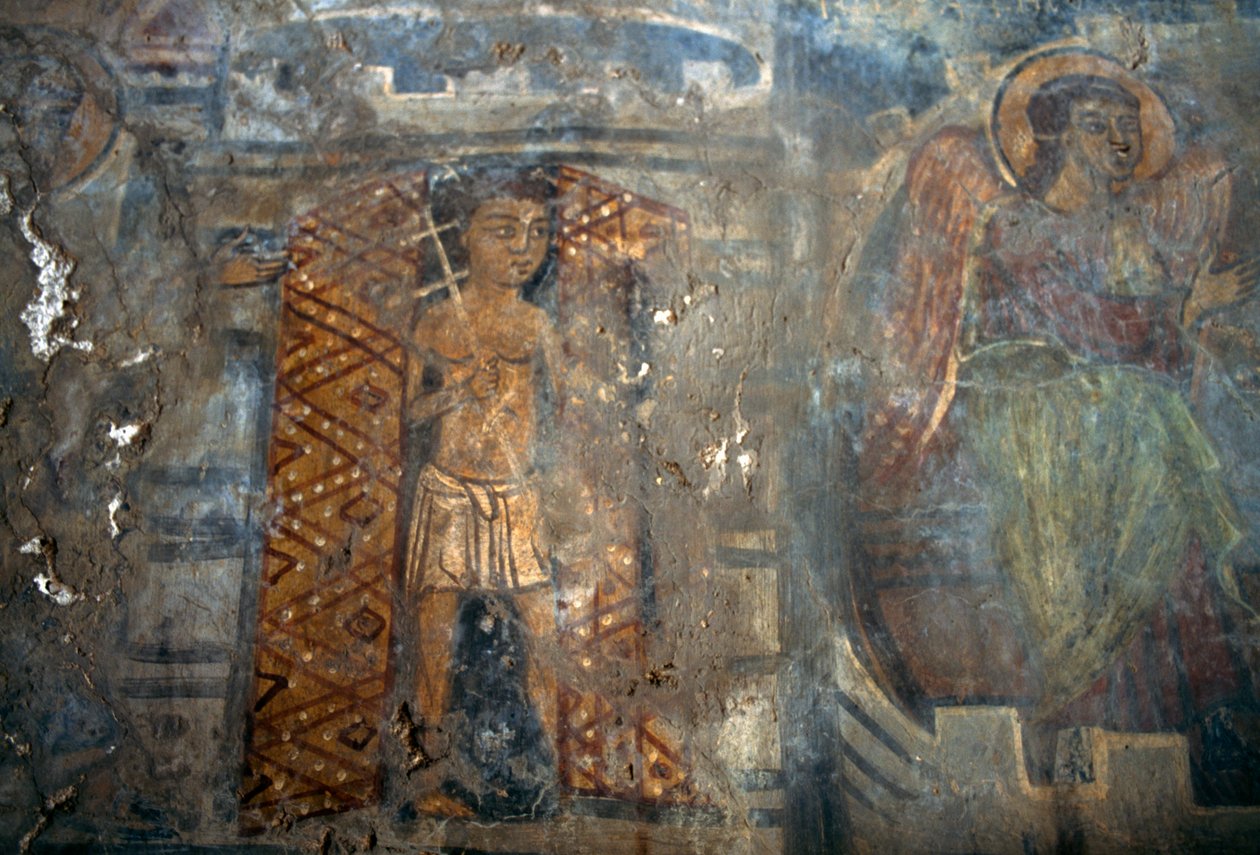 Angyal, freskó a Plemeniana templomban, Kréta, Görögország (fotó) alkotó: Theodore Charles Ange Coquelin