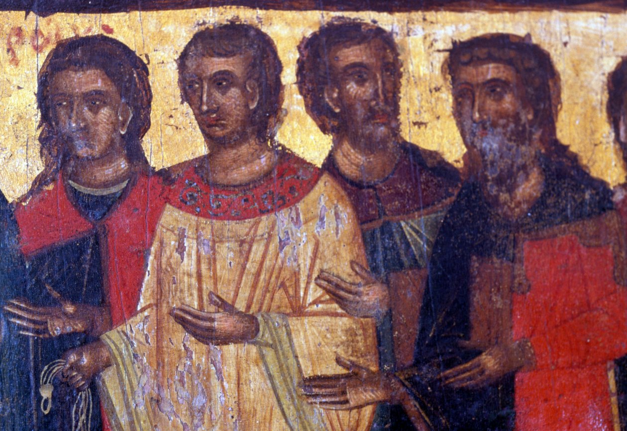 Férfialak, fatábla a Palea Roumata bizánci templomban, Kréta, Görögország (fotó) alkotó: Theodore Charles Ange Coquelin