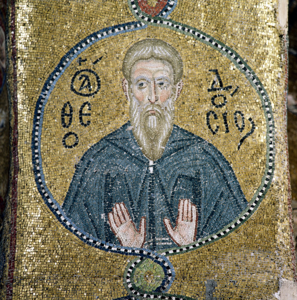 Szent, mozaik a Nea Moni kolostor katolikus templomában (Unesco Világörökség listája). alkotó: Theodore Charles Ange Coquelin