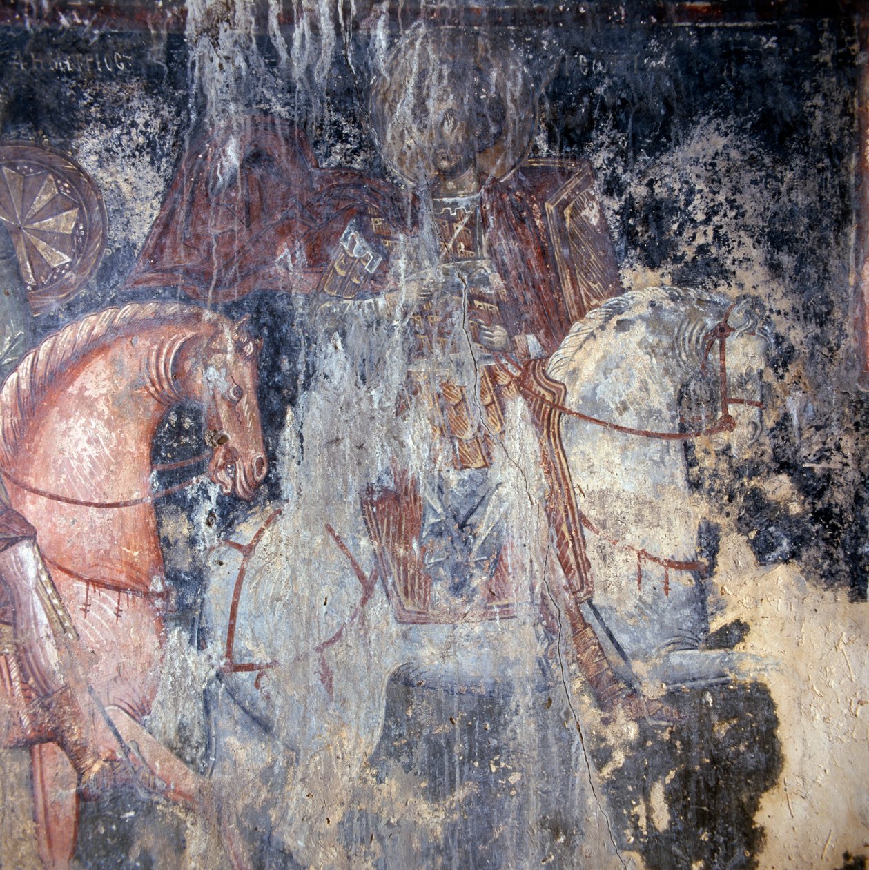 Szent lóháton, freskó a Palaia Roumata templomban, Kréta, Görögország (fotó) alkotó: Theodore Charles Ange Coquelin