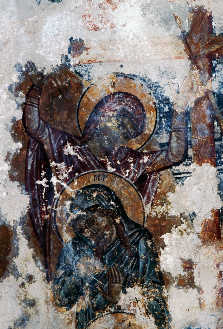 Szentek, sérült freskó az Agios Constantinos és Agia Eleni bizánci templomban, Voukolies, Kréta, Görögország (fotó) alkotó: Theodore Charles Ange Coquelin