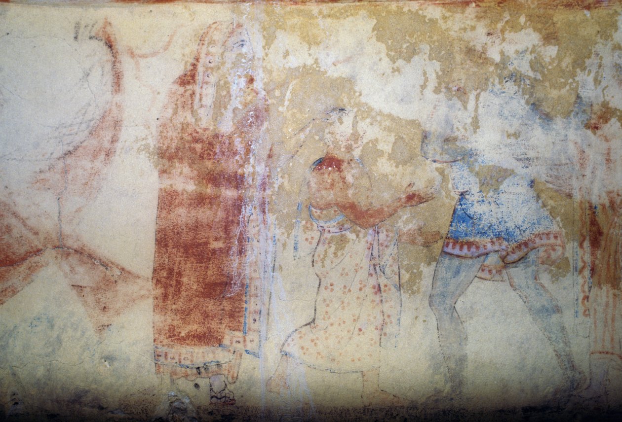 Nő és fiatalság, freskó, Kék démonok sírja, Tarquinia nekropolisza (UNESCO világörökségi lista, 2004), Lazio, Olaszország, etruszk civilizáció, Kr.e. 5. század (fotó) alkotó: Theodore Charles Ange Coquelin