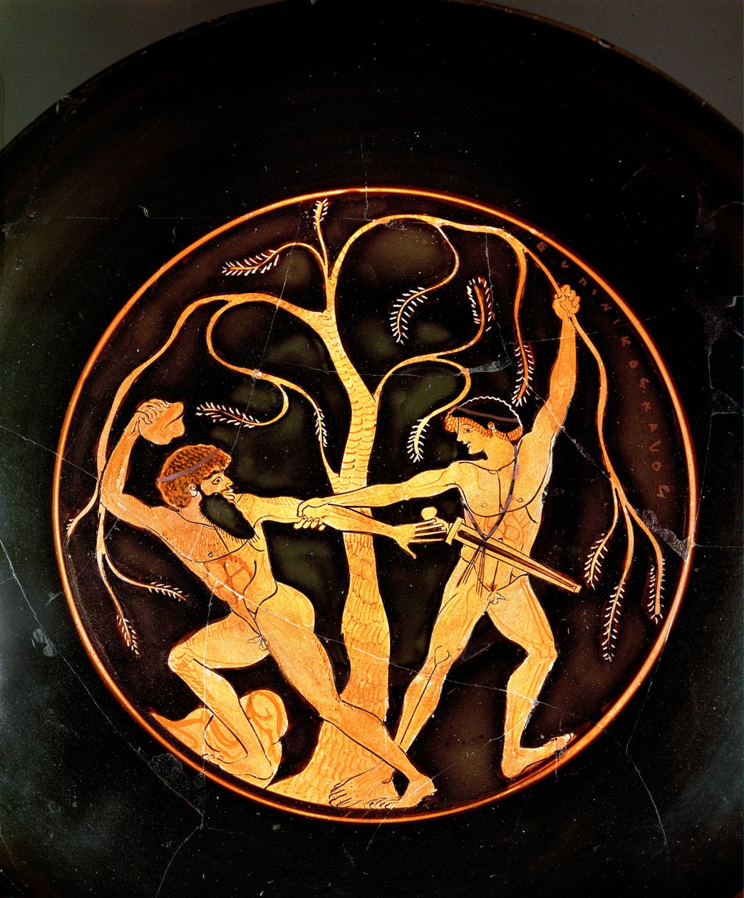 Theseus a rabló Sinisszel (kerámia) alkotó: painting Elpinikos