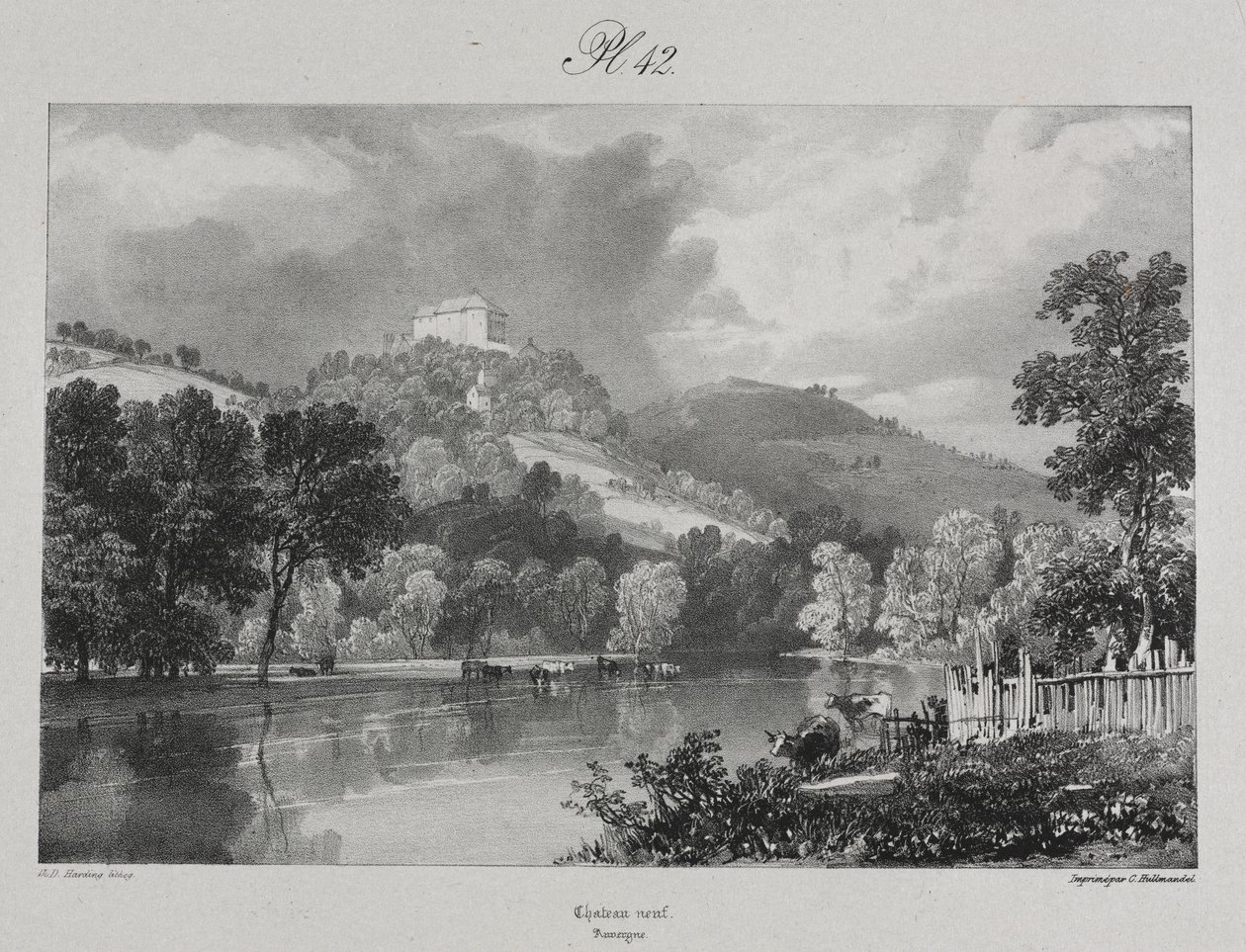 Festői és romantikus utazások az ókori Franciaországban. Auvergne: Új kastély alkotó: probably by Antoine Louis Barye