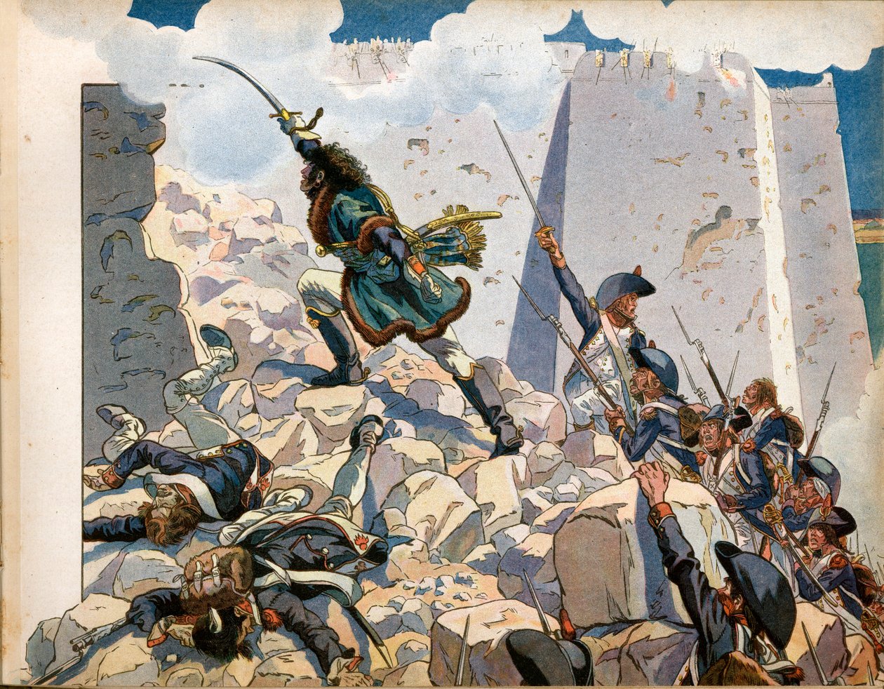 Egyiptom hadjárata (expedíciója): Joachim Murat (1767-1815) Acre Szent János ostrománál Egyiptomban. Jacques Marie Gaston metszet, Onfray de Breville dit Job (1858-1931) alkotó: pseudonym for Onfray de Breville Jacques Job