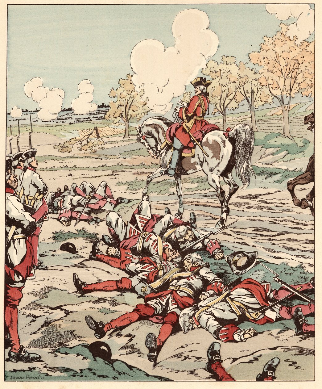 Ágyú? Hát... Megöl, íme, Saint Pern (Saint-Pern) minden szava a kezében ejtette ki a tubát, miután az ellenséges hadsereg fegyverei gránátosokat mészároltak le az 1759-es mindeni csatában a hétéves háború alatt. , hogy helyreállítsa a bátorságot a t alkotó: pseudonym for Onfray de Breville Jacques Job