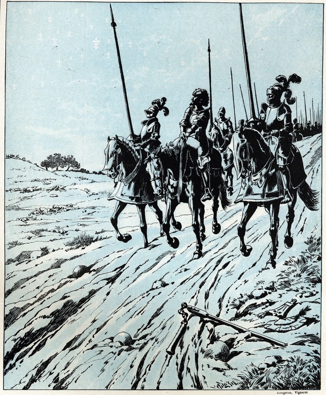 Minden elveszett, I. Ferenc (1494 - 1547) anyja tiszteletére az 1525-ös páviai csata V. Károly (vagy V. Károly 1500-1558) elleni veresége után. Illusztráció Jobról (Jacques Marie Gaston Onfray és Breville) (Jacques-Marie) (1858-193) alkotó: pseudonym for Onfray de Breville Jacques Job