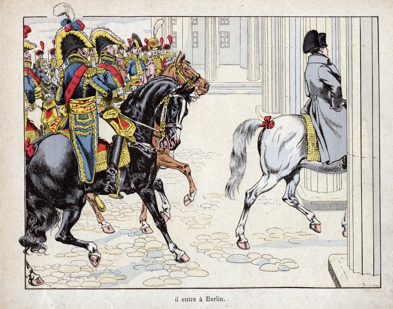 Belép Berlinbe – I. Napóleon csapatai belépnek Berlinbe – 1806 – Job (Jacques Onfroy de Breville) litográfiája a „Le Grand Napoleon des Petites Enfants”-ból” 1893 alkotó: pseudonym for Onfray de Breville Jacques Job