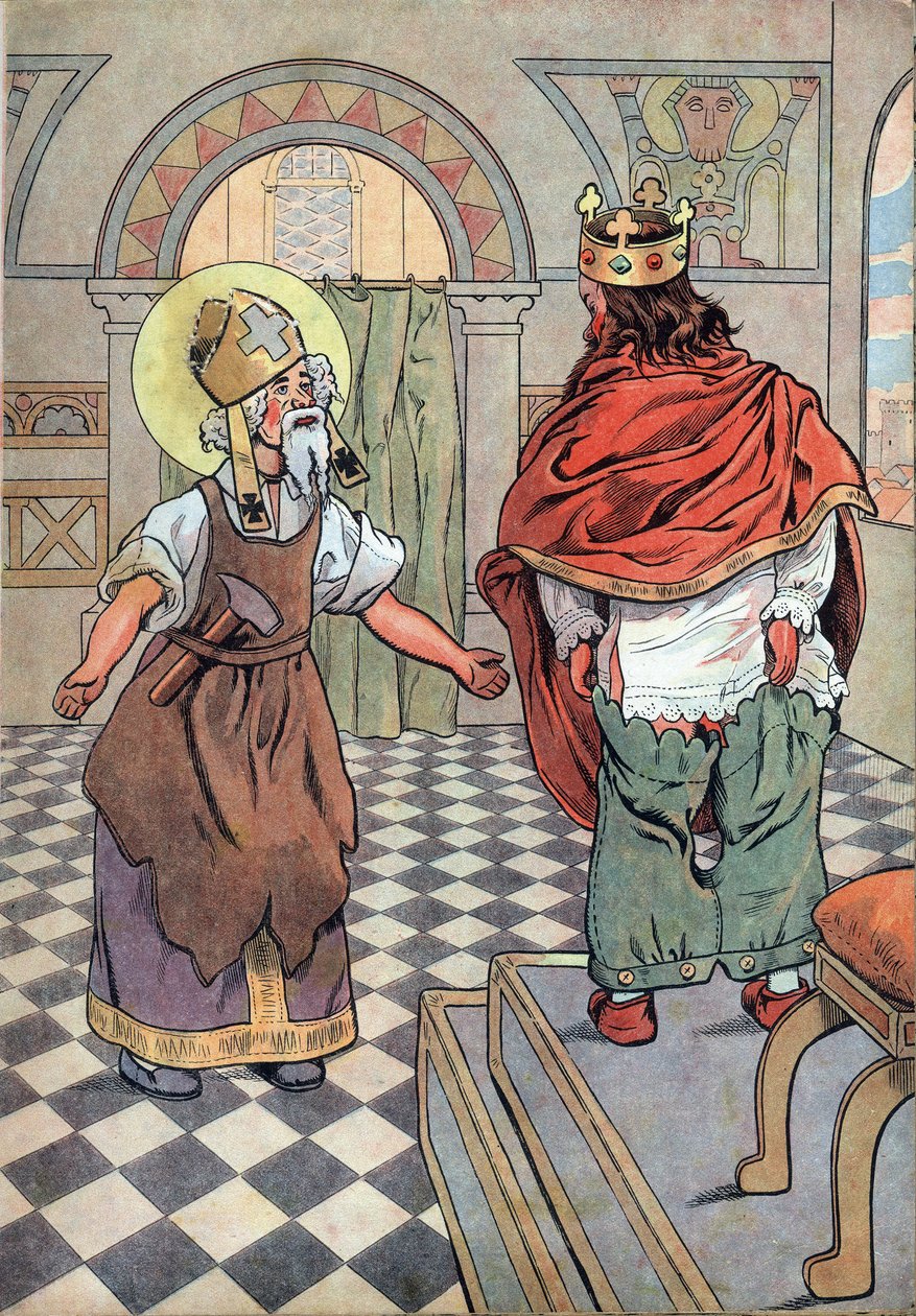 Franciaország története. Dagobert király életének jelenete játékokkal: Szent Eloi (588-659. vers) I. Dagobert francia királynak (602 vagy 605-638 vagy 639) felhívja a figyelmet, hogy a nadrágja fejjel lefelé volt (alsónadrág fejjel lefelé). In „” Joujoux a alkotó: pseudonym for Onfray de Breville Jacques Job