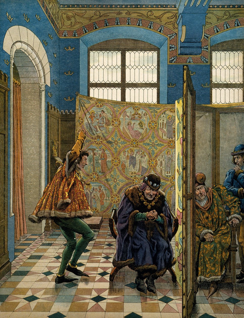 Franciaország története a középkorban (középkor): A Saint Pol Connetable egyik úriembere kigúnyolja Anglia királyát (szövetségesét), mielőtt XI. Lajos francia király azt mondta, hogy a körültekintő (1423-1483) IV. Edward követe eljött, hogy találkozzon L alkotó: pseudonym for Onfray de Breville Jacques Job