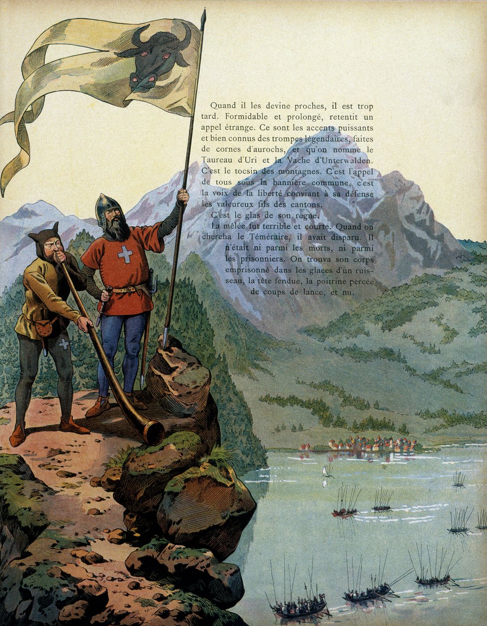 Franciaország története a középkorban: Temeraire Károly (1433-1477) burgundi herceg csapatai bevonulnak a svájci Vaud országba. Illusztráció: Jacques Marie Gaston Onfray de Breville a JOB-ban (1858-1931) alkotó: pseudonym for Onfray de Breville Jacques Job