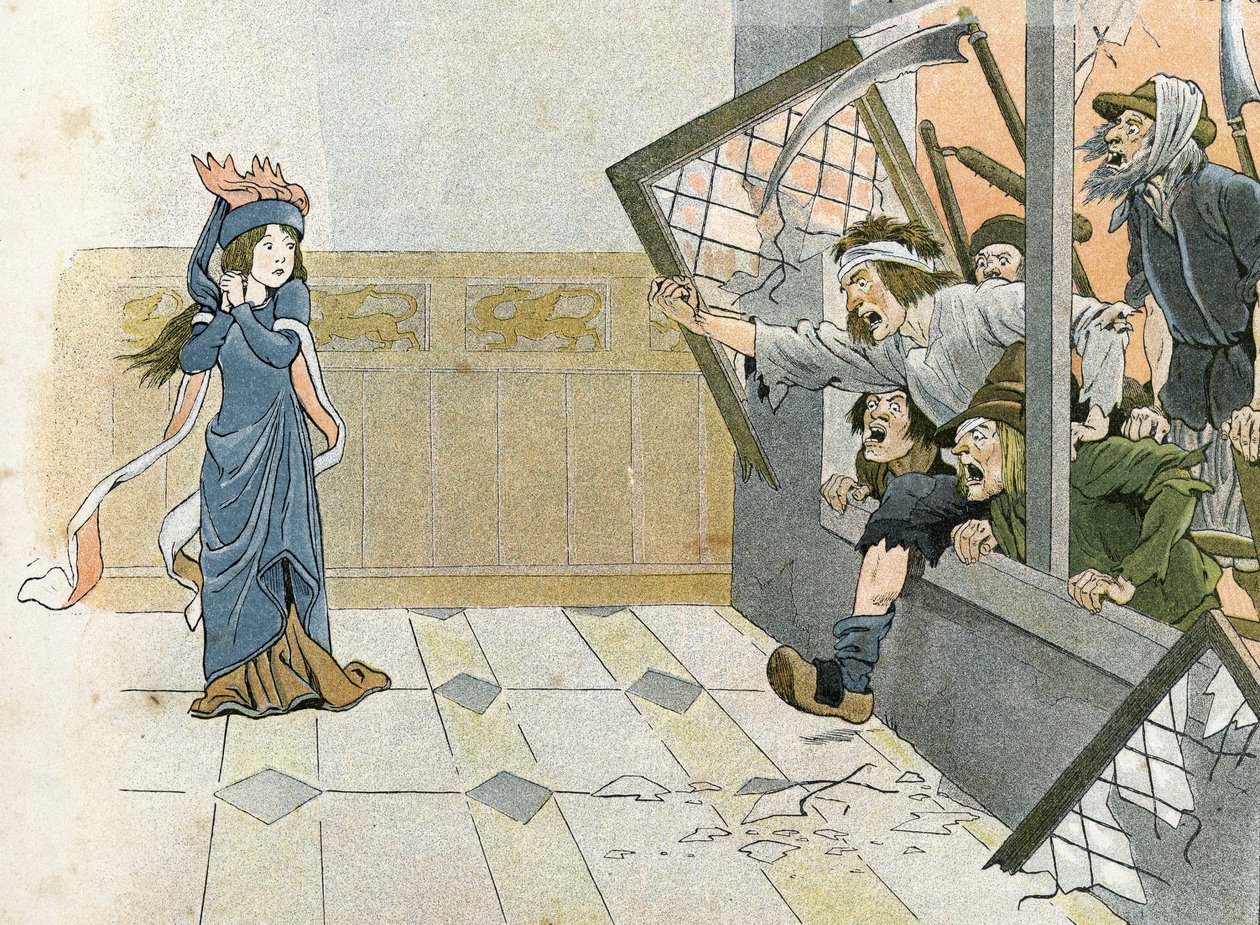 Százéves háború – La Grande Jacquerie (1358) Franciaországban, történetét G. Montorgueil mesélte, Job képe 1896 (metszet) alkotó: pseudonym for Onfray de Breville Jacques Job