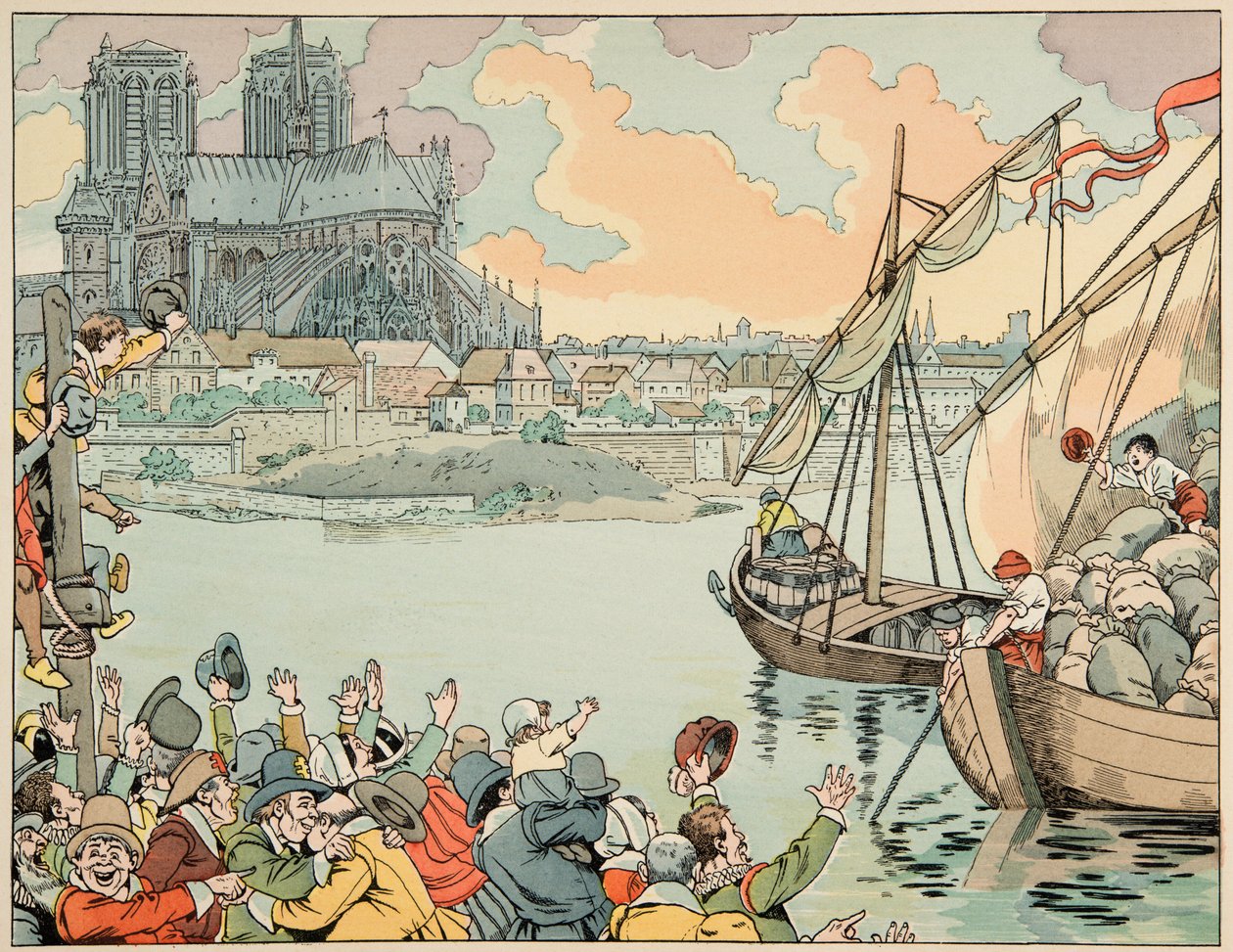 Illusztráció a „Le bon roy Henri” könyvből, illusztrálta: Jacques Marie Gaston Onfray de Breville dit JOB (1858-1931): Paris refuitaille - Magángyűjtemény alkotó: pseudonym for Onfray de Breville Jacques Job