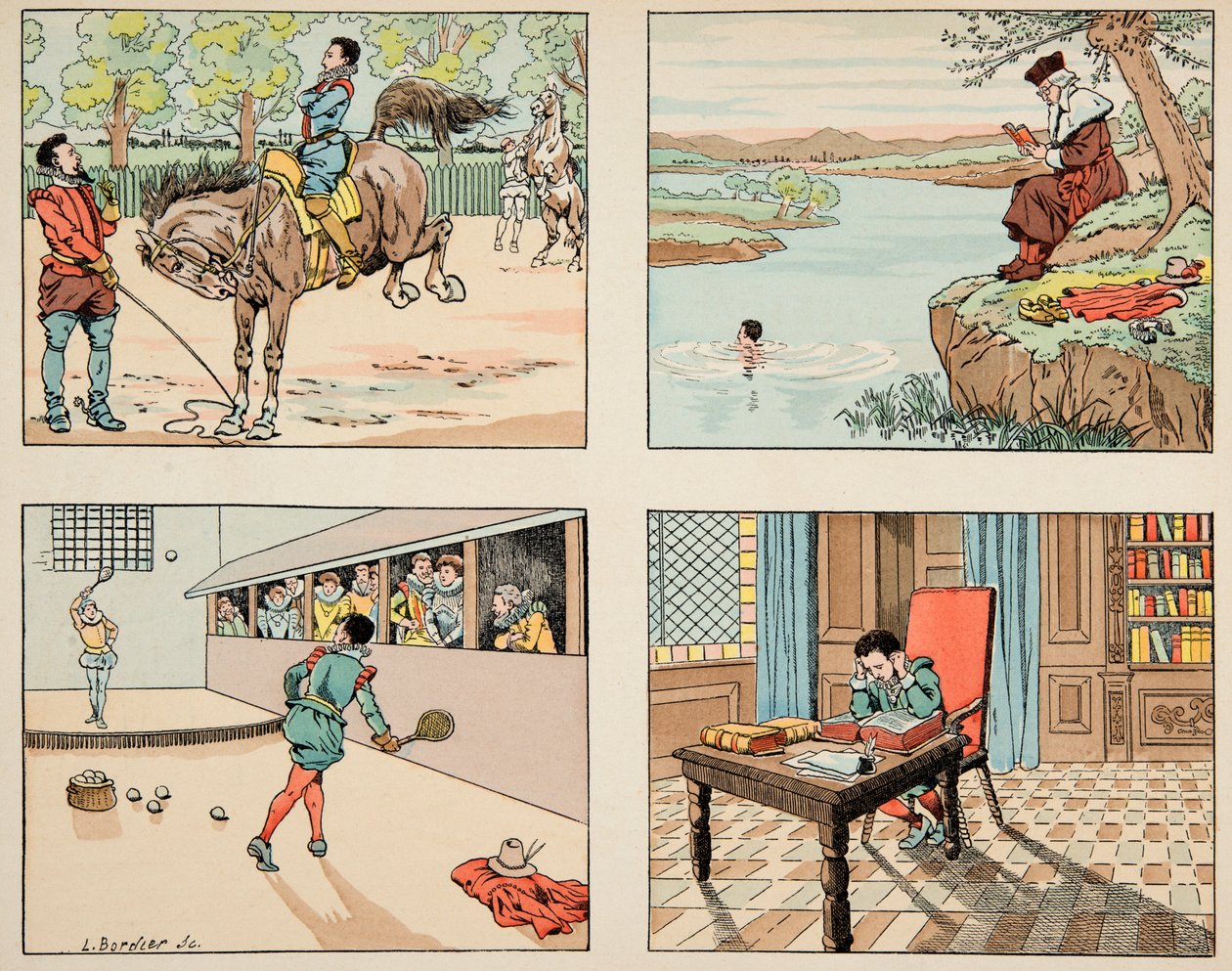 Az illusztráció a „Le bon roy Henri” című könyvből származik, illusztrálta: Jacques Marie Gaston Onfray de Breville dit JOB (1858-1931): IV. Henri oktatása – Magángyűjtemény alkotó: pseudonym for Onfray de Breville Jacques Job