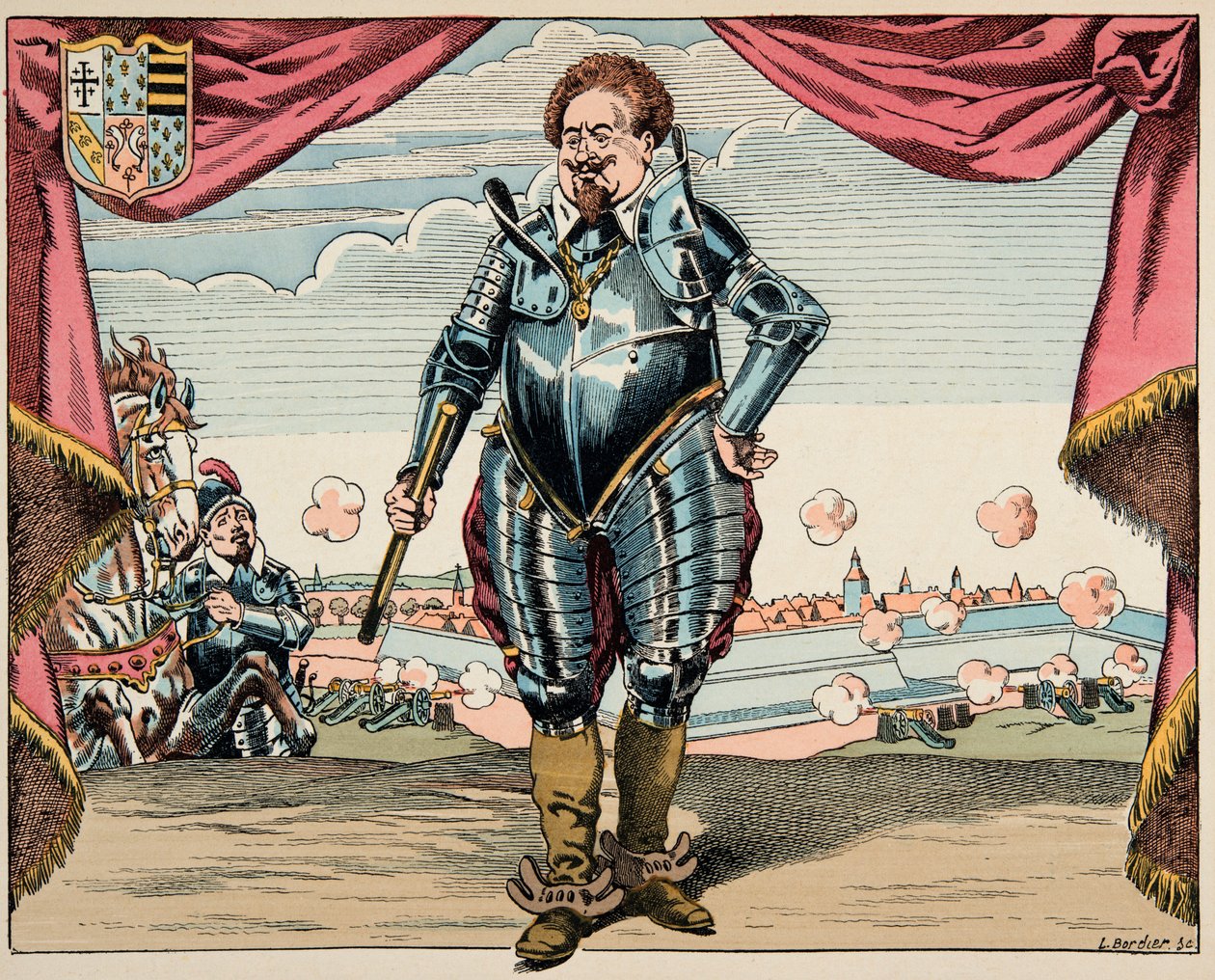 Illusztráció a „Le bon roy Henri” című könyvből, illusztrálta: Jacques Marie Gaston Onfray de Breville dit JOB (1858-1931): Charles de Lorraine (1554-1611), Mayenne hercegének, a Liga katonai vezetőjének, ellenségének portréja Henri IV - Magángyűjtemény alkotó: pseudonym for Onfray de Breville Jacques Job