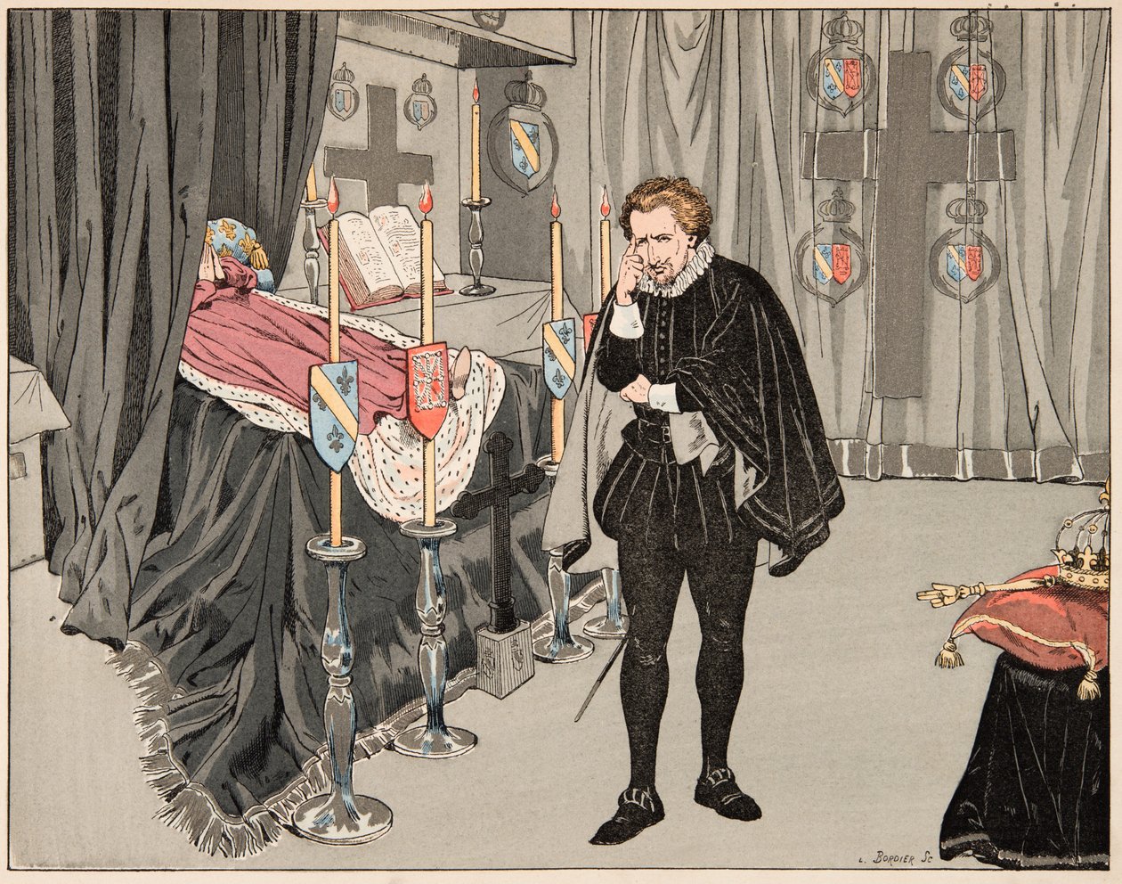 Az illusztráció a „Le bon roy Henri” című könyvből származik, illusztrálta: Jacques Marie Gaston Onfray de Breville dit JOB (1858-1931): június 9-én alkotó: pseudonym for Onfray de Breville Jacques Job
