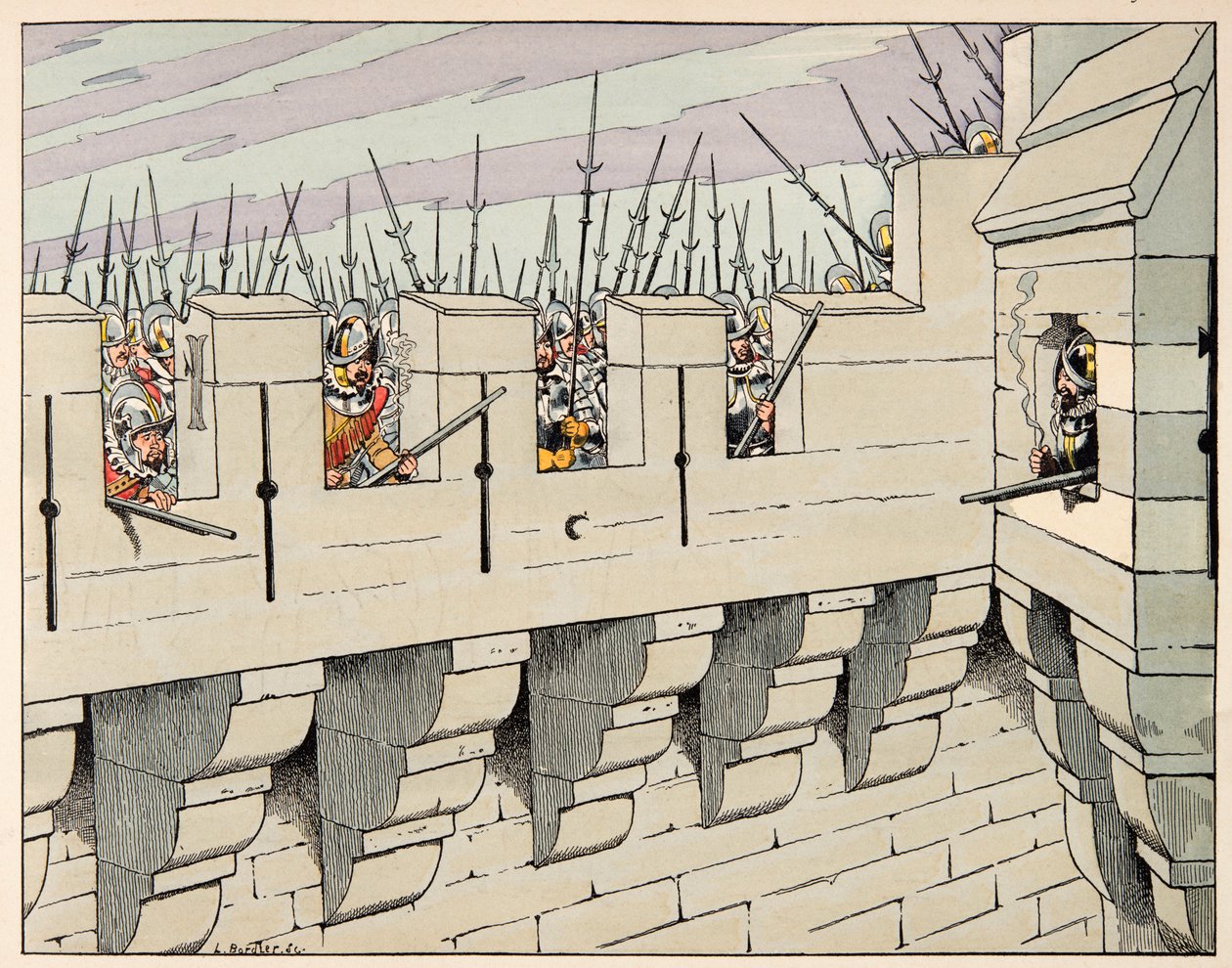 Illusztráció a „Le bon roy Henri” című könyvből, illusztrálta: Jacques Marie Gaston Onfray de Breville dit JOB (1858-1931): A párizsiak a város védelmére készülnek - Magángyűjtemény alkotó: pseudonym for Onfray de Breville Jacques Job