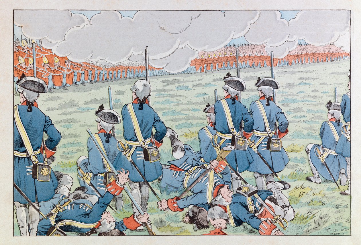 Jacques Marie Gaston Onfray de Breville az állásban (1858-1931); Illusztráció a „Les epees de France” könyvből: Fontenoy-i csata 1745. május 11-én; Coll, rész alkotó: pseudonym for Onfray de Breville Jacques Job