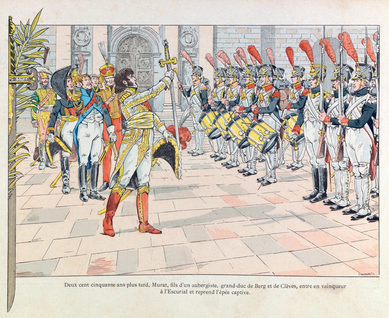 Jacques Marie Gaston Onfray de Breville az állásban (1858-1931); Illusztráció a „Les epees de France” című könyvből: Joachim Murat a l