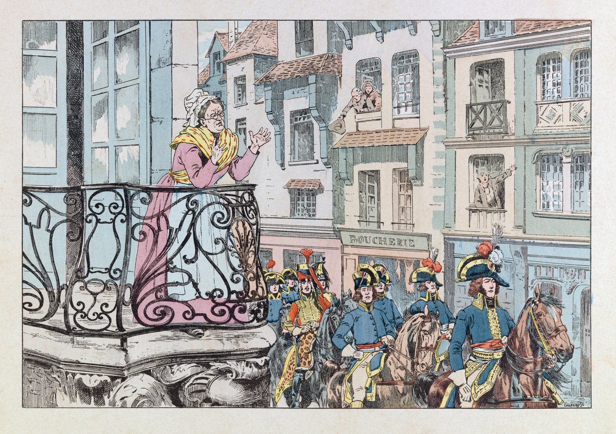 Jacques Marie Gaston Onfray de Breville az állásban (1858-1931); Illusztráció a „Les epees de France” című könyvből: Louis Lazare Hoche tábornok (1768-1797) defile csapatai élén; Coll, rész alkotó: pseudonym for Onfray de Breville Jacques Job