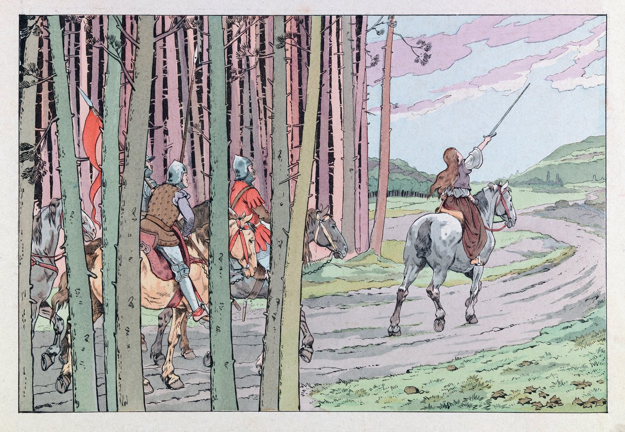 Jacques Marie Gaston Onfray de Breville az állásban (1858-1931); Illusztráció a „Les epees de France”-ból: Jeanne of Arc emberei élén 1429-ben; Coll, rész. alkotó: pseudonym for Onfray de Breville Jacques Job