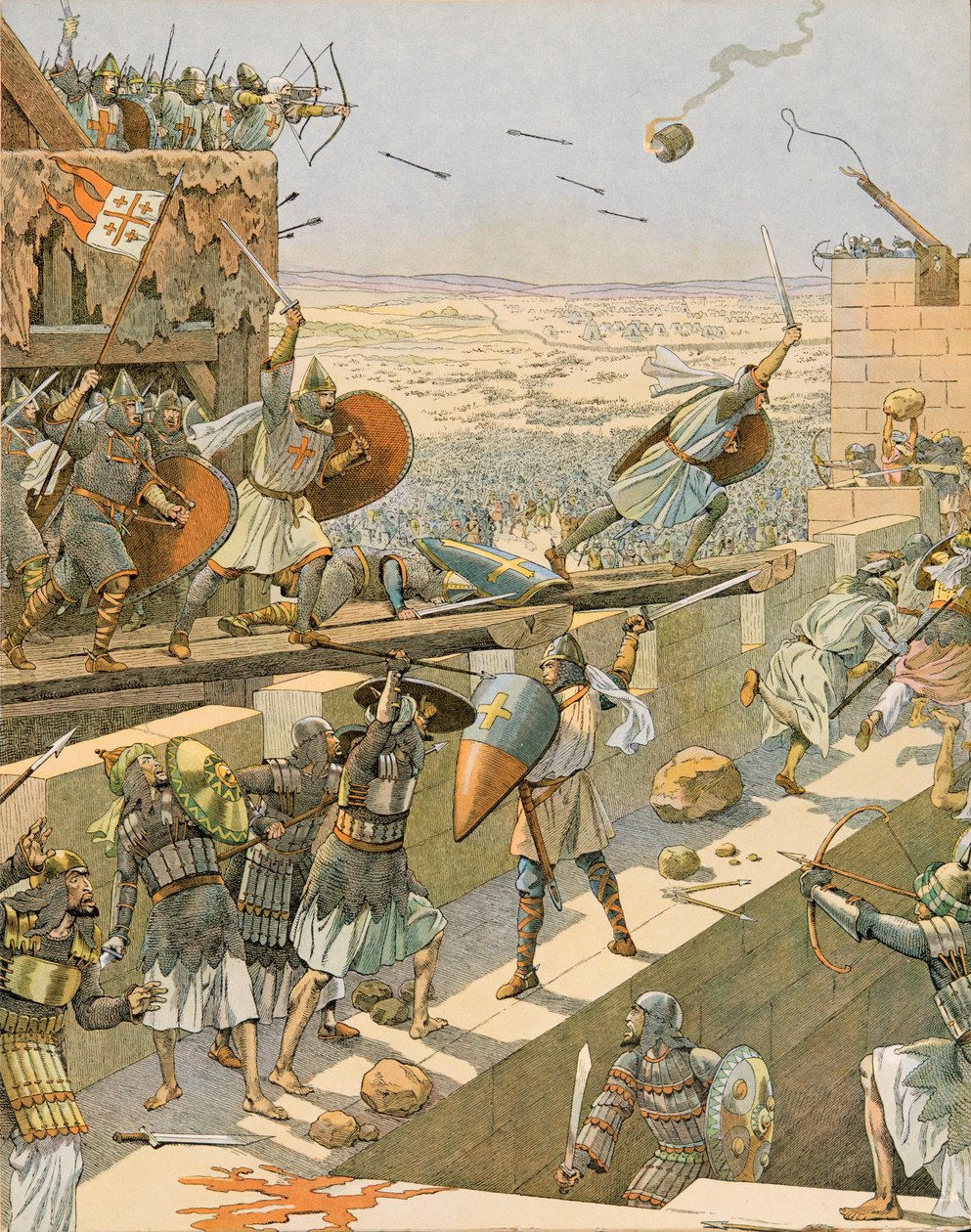 Jacques Marie Gaston Onfroy de Breville a munkahelyén (1858-1931) - Belgium története: Englebert és Lietaud de Tournai, a tournaisi croisok, 1099-ben megrohanták az elsőt Jeruzsálemben, Magángyűjtemény alkotó: pseudonym for Onfray de Breville Jacques Job
