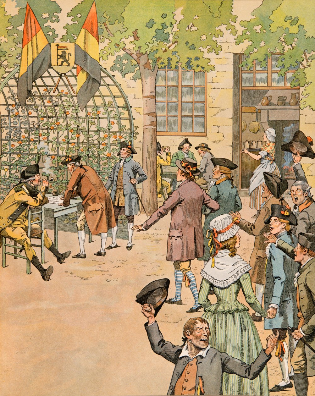 Jacques Marie Gaston Onfroy de Breville a munkahelyén (1858-1931) – Belgium története: Önkéntesek bevonása a hazafiak hadseregébe a cafe du Coffy magángyűjteményében alkotó: pseudonym for Onfray de Breville Jacques Job