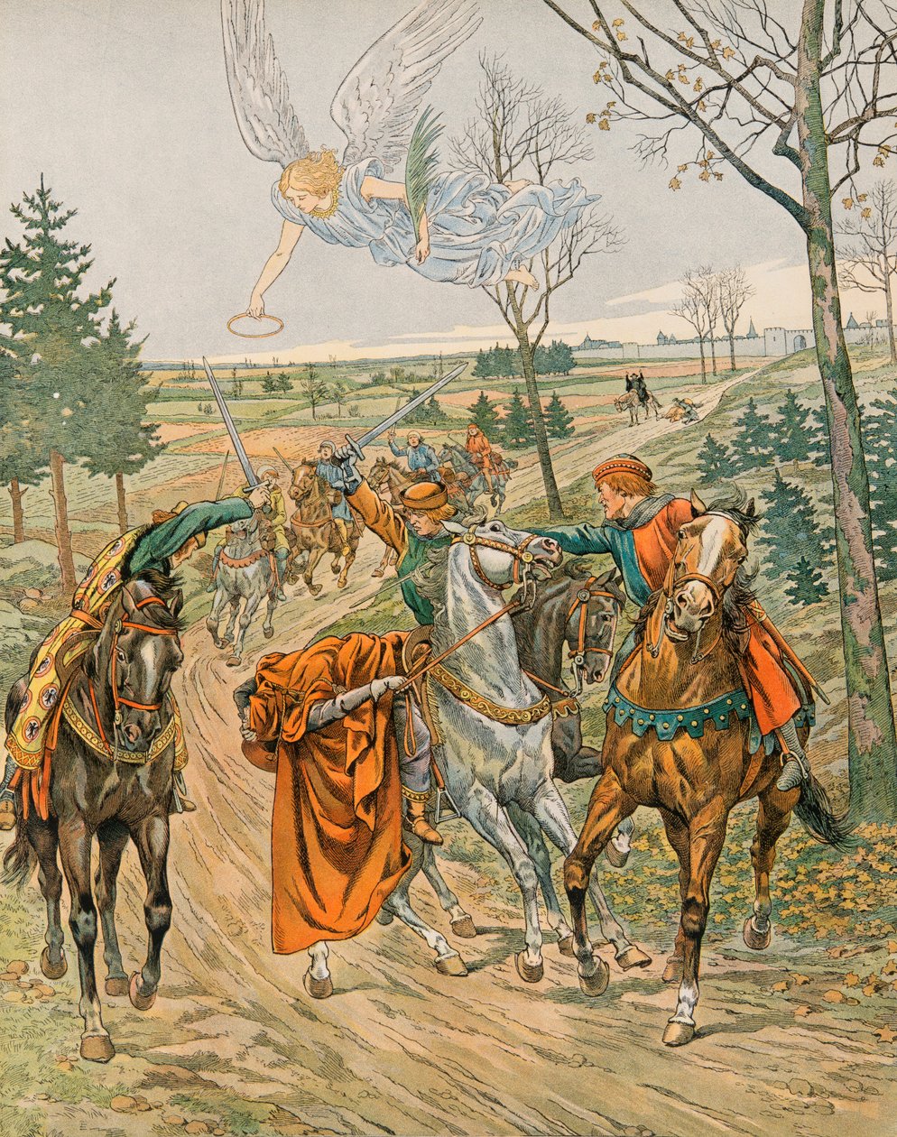 Jacques Marie Gaston Onfroy de Breville dit MUNKA (1858-1931) - Belgium története: Leuveni Szent Albert (kb. 1166-1192), Liege hercegét VI. Henrik császár sekarjai 1192-ben meggyilkolják Reimsben, Magángyűjtemény alkotó: pseudonym for Onfray de Breville Jacques Job